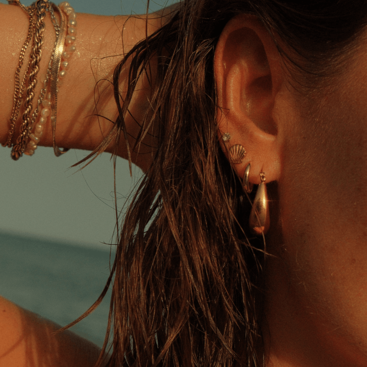 Meet Me At The Beach Stud Earrings - Gold & Silver - Ocean Native