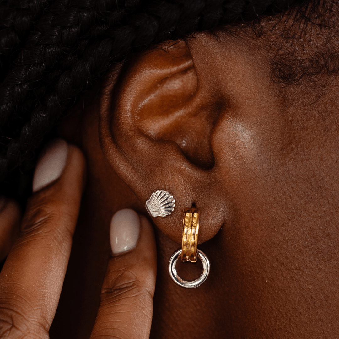 Meet Me At The Beach Stud Earrings - Gold &amp; Silver - Ocean Native