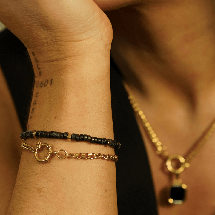 Midnight Beaded Natural Stone Bracelet - Ocean Native