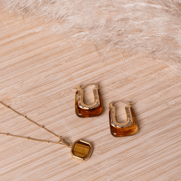 Mocha Square Pendant Charm Necklace - Ocean Native