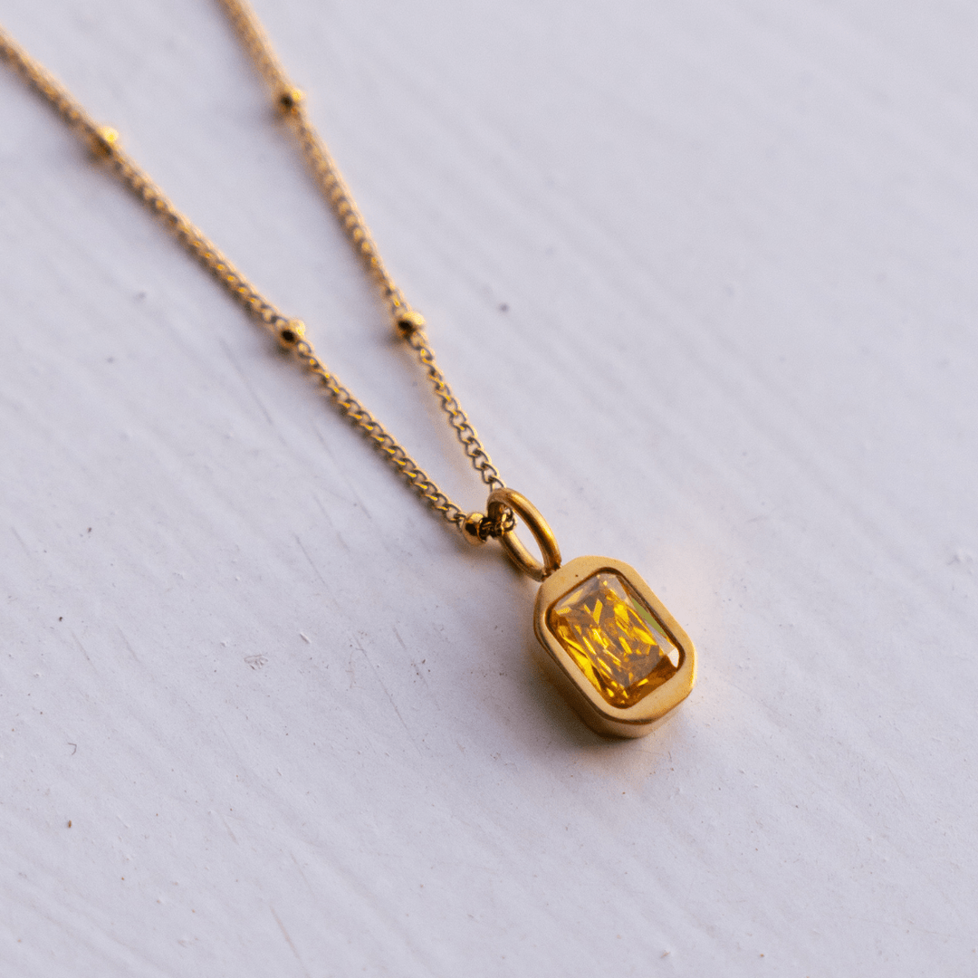 November Birthstone Necklace - Citrine CZ - Ocean Native