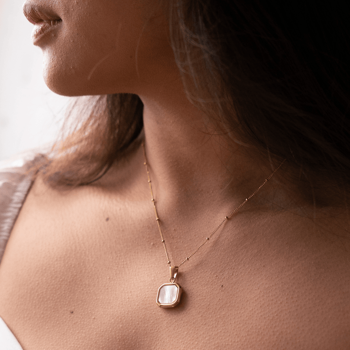 Pearl Square Pendant Charm Necklace - Ocean Native