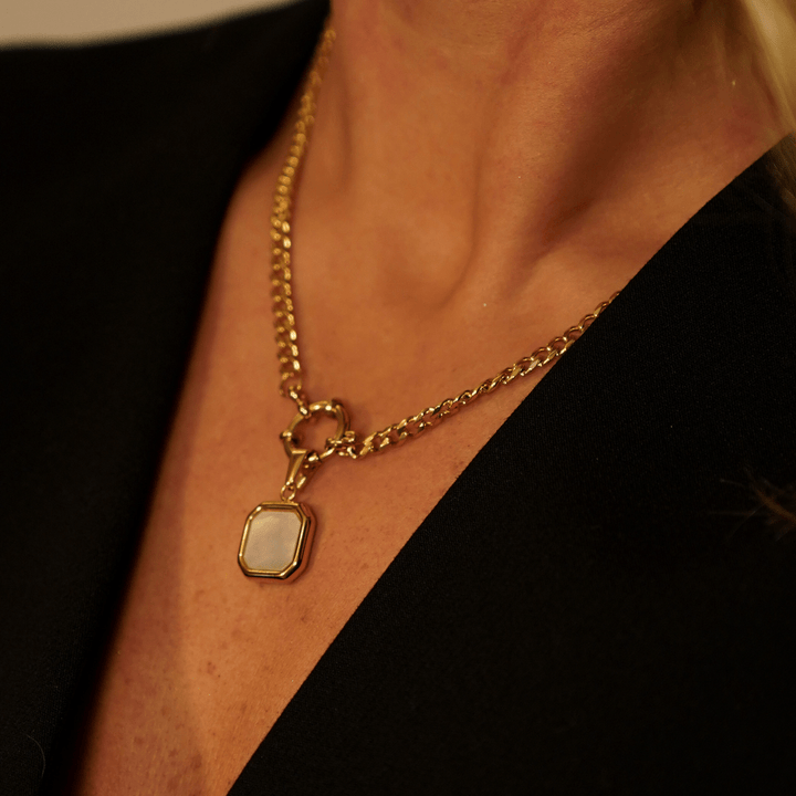 Pearl Square Pendant Charm Necklace - Ocean Native