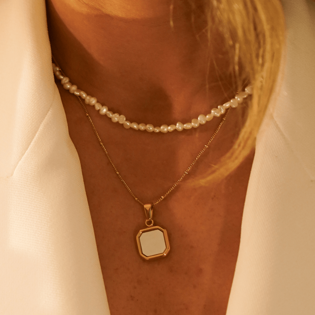 Pearl Square Pendant Charm Necklace - Ocean Native