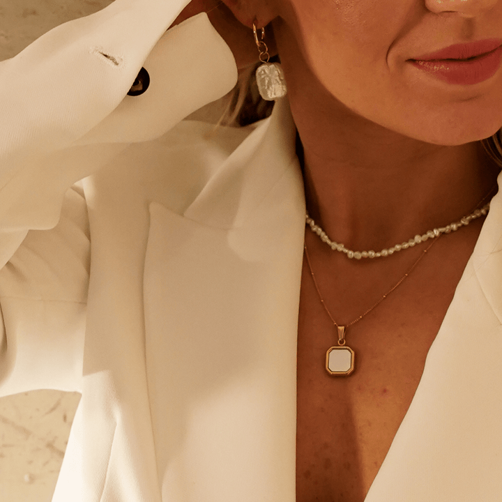 Pearl Square Pendant Charm Necklace - Ocean Native