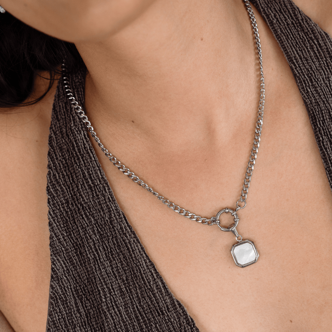 Pearl Square Pendant Charm - Silver - Ocean Native