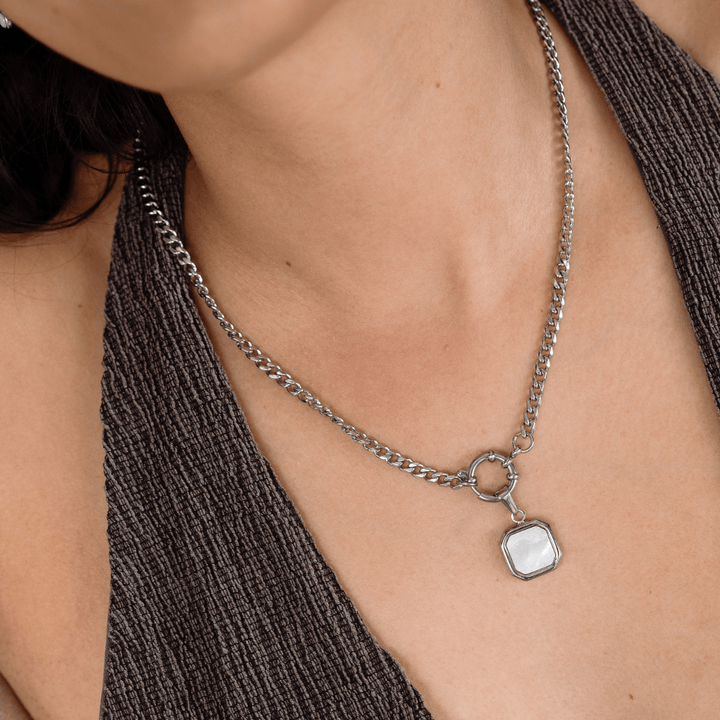Pearl Square Pendant Charm - Silver - Ocean Native