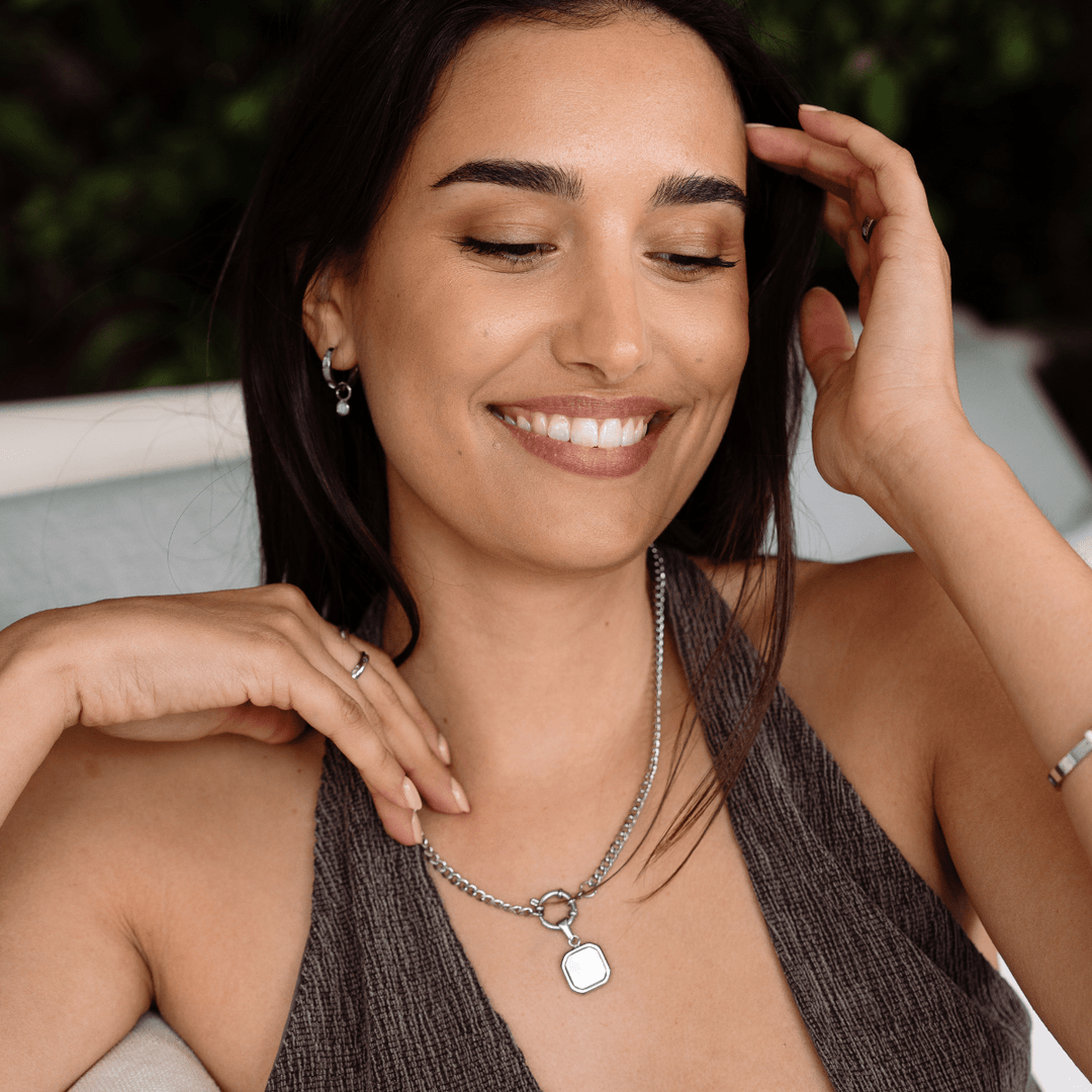 Pearl Square Pendant Charm - Silver - Ocean Native