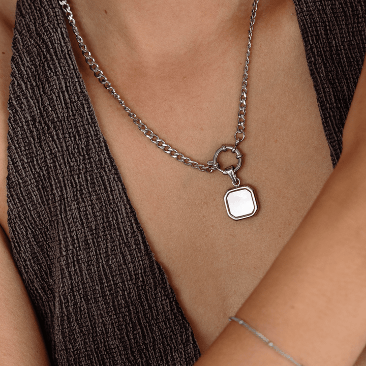 Pearl Square Pendant Charm - Silver - Ocean Native