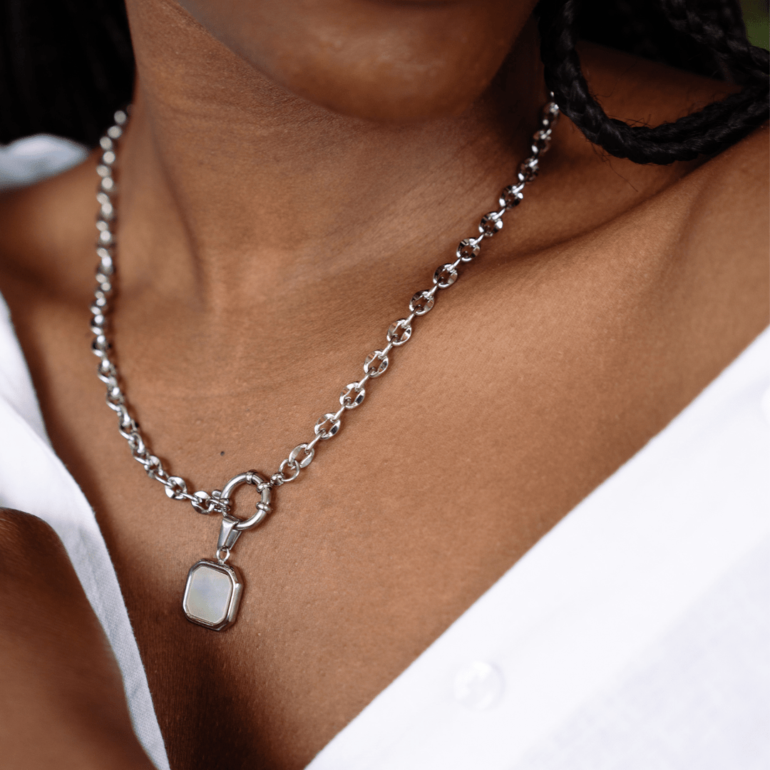 Pearl Square Pendant Charm - Silver - Ocean Native