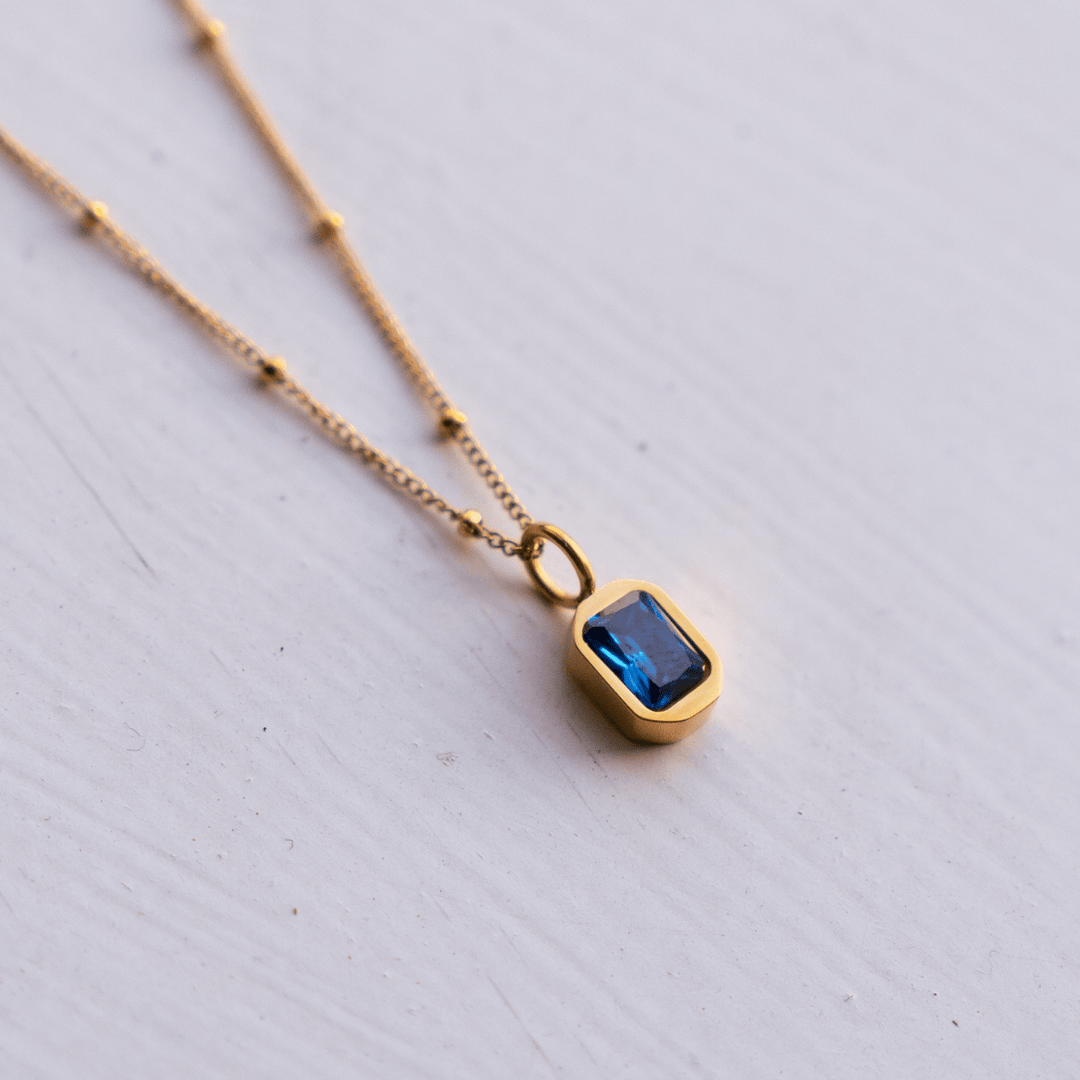 September Birthstone Necklace - Blue Sapphire CZ - Ocean Native