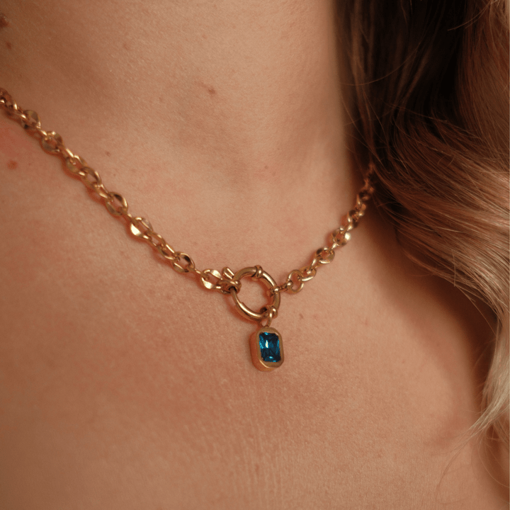 September Birthstone Necklace - Blue Sapphire CZ - Ocean Native