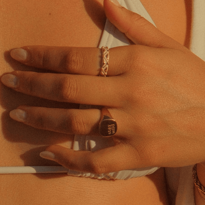 Stay Wild Signature Signet Ring - Gold & Silver - Ocean Native