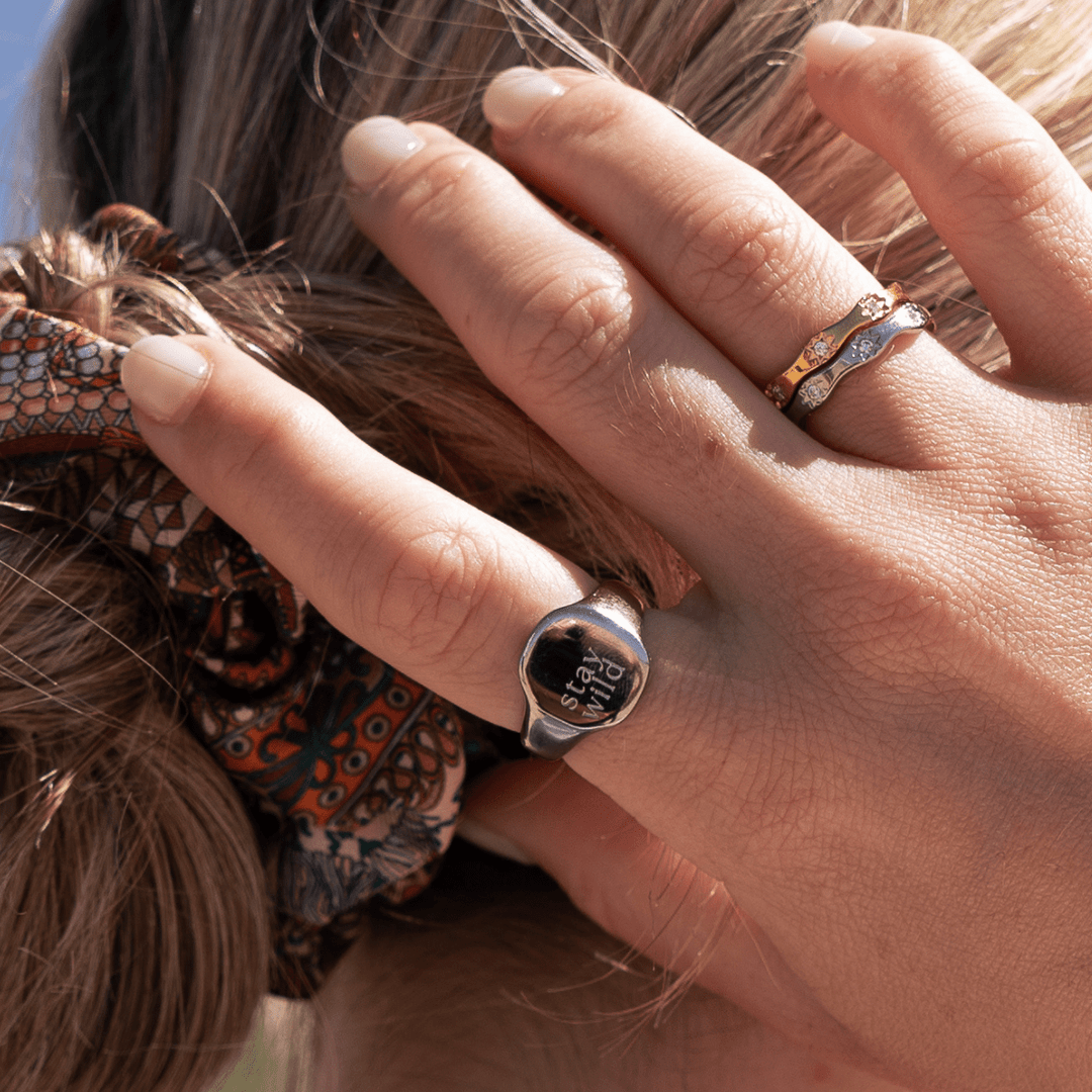 Stay Wild Signature Signet Ring - Gold & Silver - Ocean Native