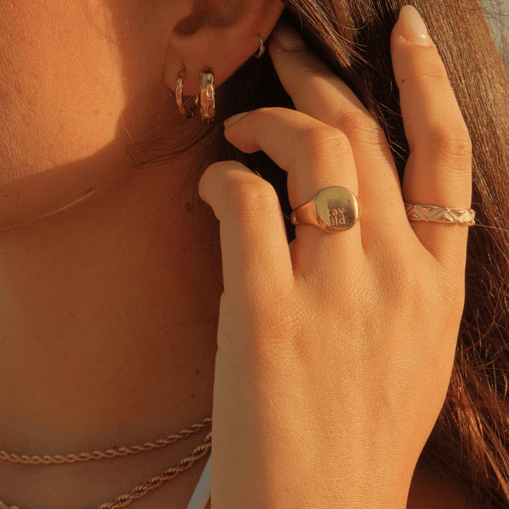 Stay Wild Signature Signet Ring - Gold & Silver - Ocean Native
