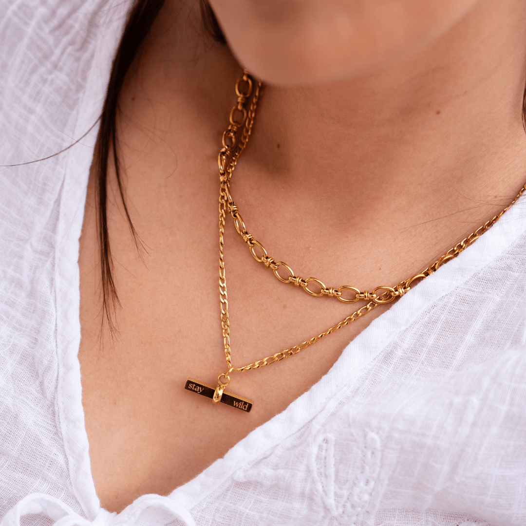 Stay Wild Signature T-Bar Necklace - Gold &amp; Silver - Ocean Native