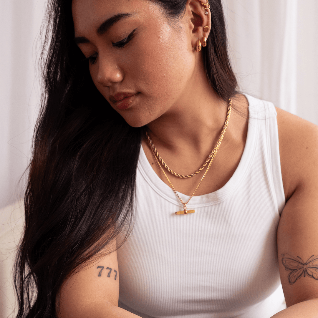 Stay Wild Signature T - Bar Necklace - Gold & Silver - Ocean Native