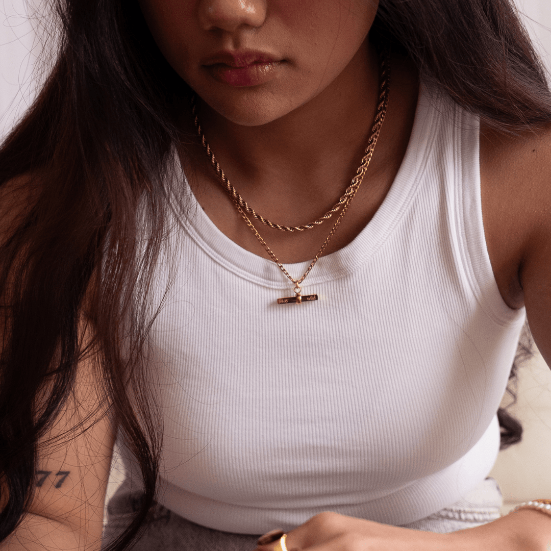 Stay Wild Signature T - Bar Necklace - Gold & Silver - Ocean Native