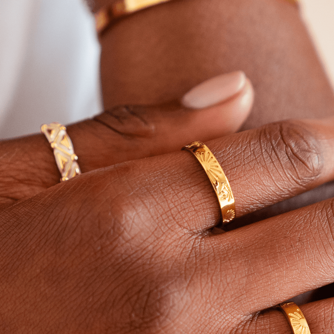 The Ocean Muse Band Ring - Gold & Silver - Ocean Native