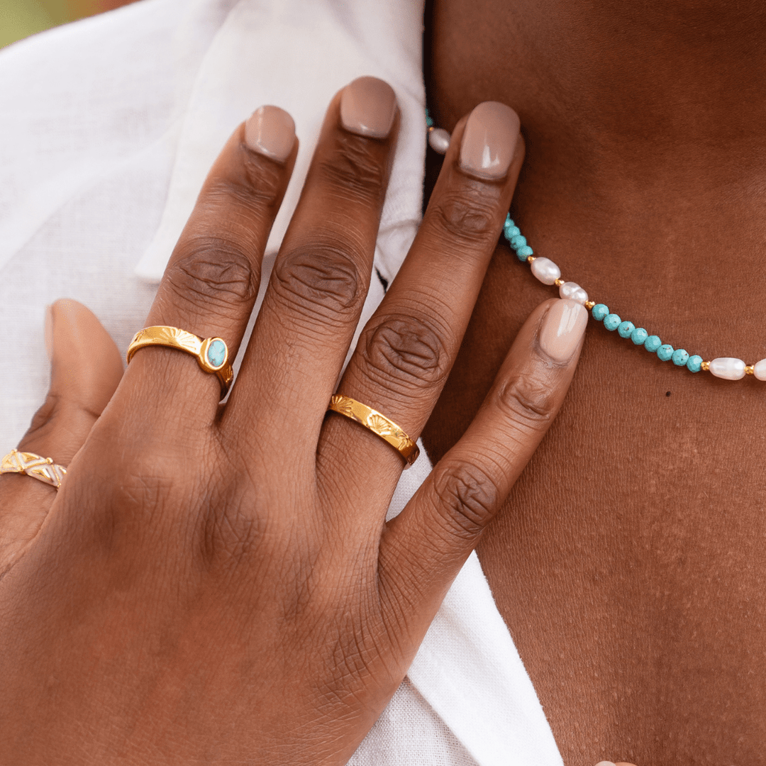 The Ocean Muse Band Ring - Gold &amp; Silver - Ocean Native
