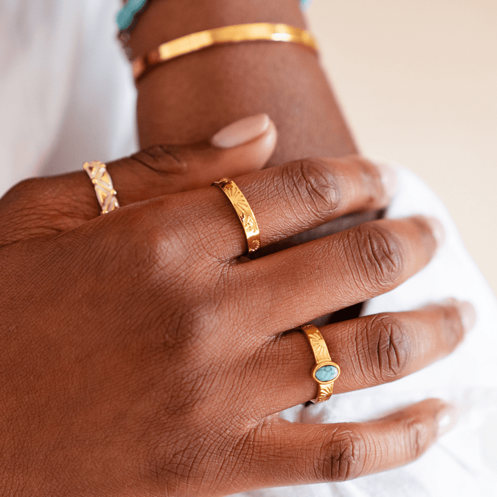 The Ocean Muse Band Ring - Gold &amp; Silver - Ocean Native