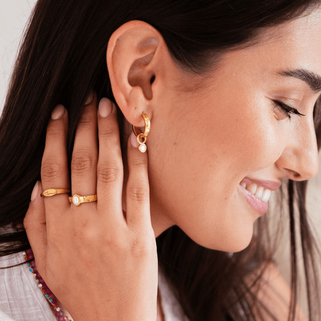 The Ocean Muse Hoop Earrings - Pearl Stone - Ocean Native