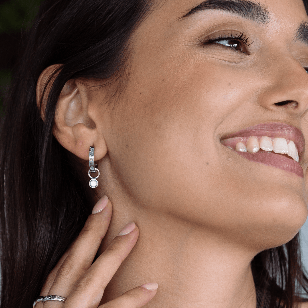 The Ocean Muse Hoop Earrings - Pearl Stone - Ocean Native