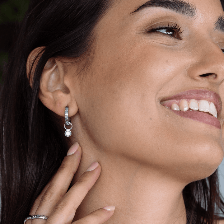 The Ocean Muse Hoop Earrings - Pearl Stone - Ocean Native