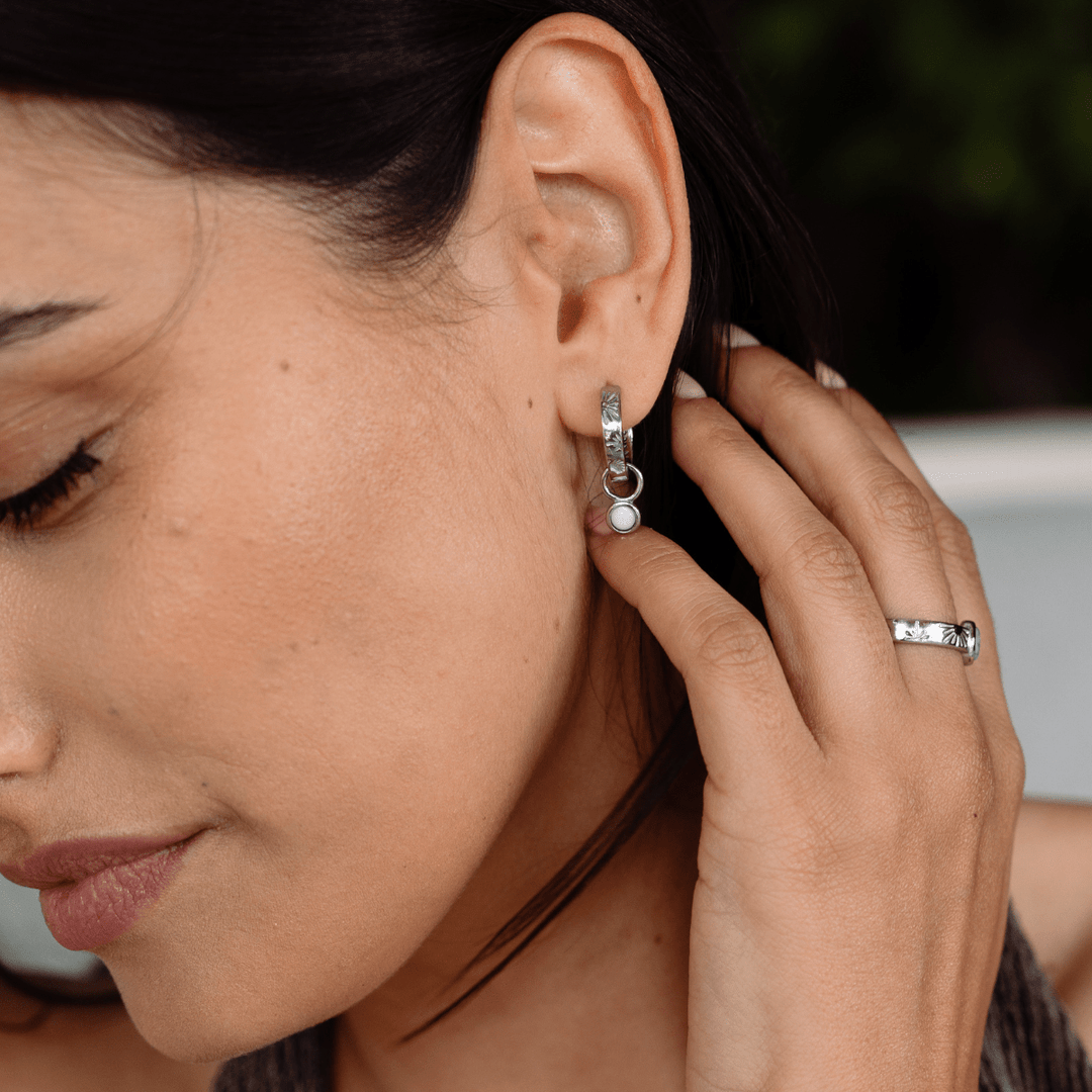 The Ocean Muse Hoop Earrings - Pearl Stone - Ocean Native