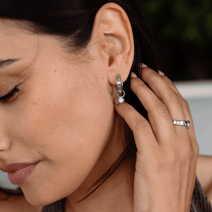 The Ocean Muse Hoop Earrings - Pearl Stone - Ocean Native