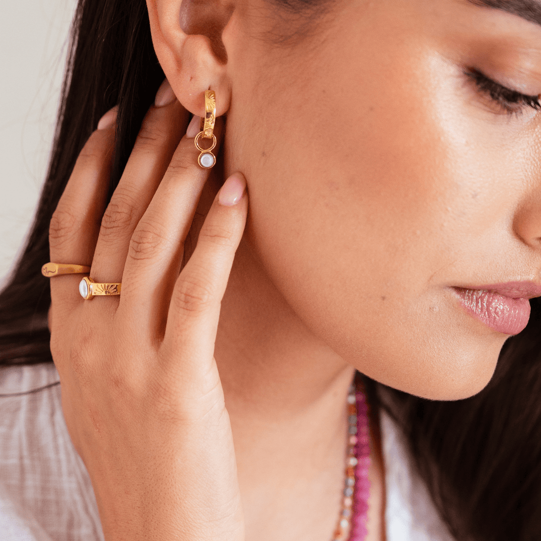 The Ocean Muse Hoop Earrings - Pearl Stone - Ocean Native