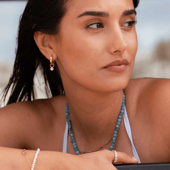 The Ocean Muse Hoop Earrings - Pearl Stone - Ocean Native