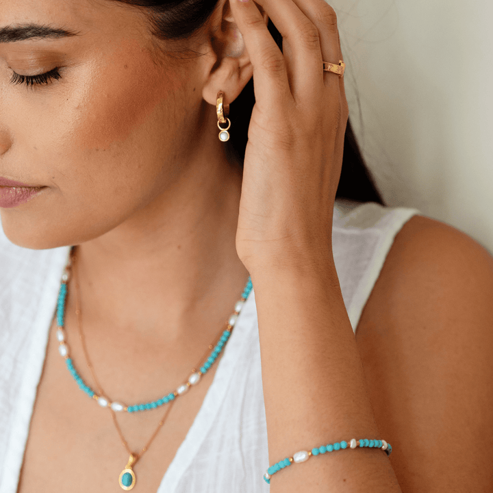 The Ocean Muse Hoop Earrings - Pearl Stone - Ocean Native