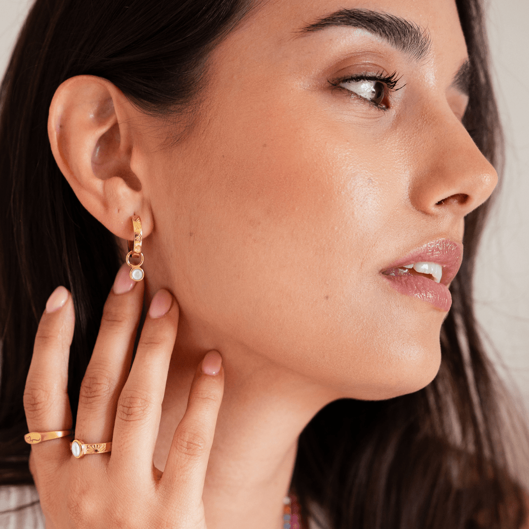 The Ocean Muse Hoop Earrings - Pearl Stone - Ocean Native