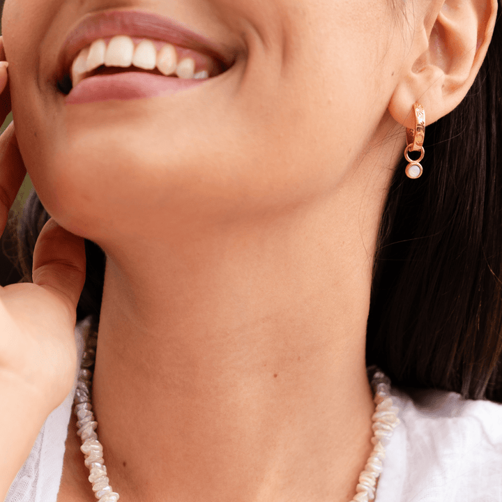 The Ocean Muse Hoop Earrings - Pearl Stone - Ocean Native