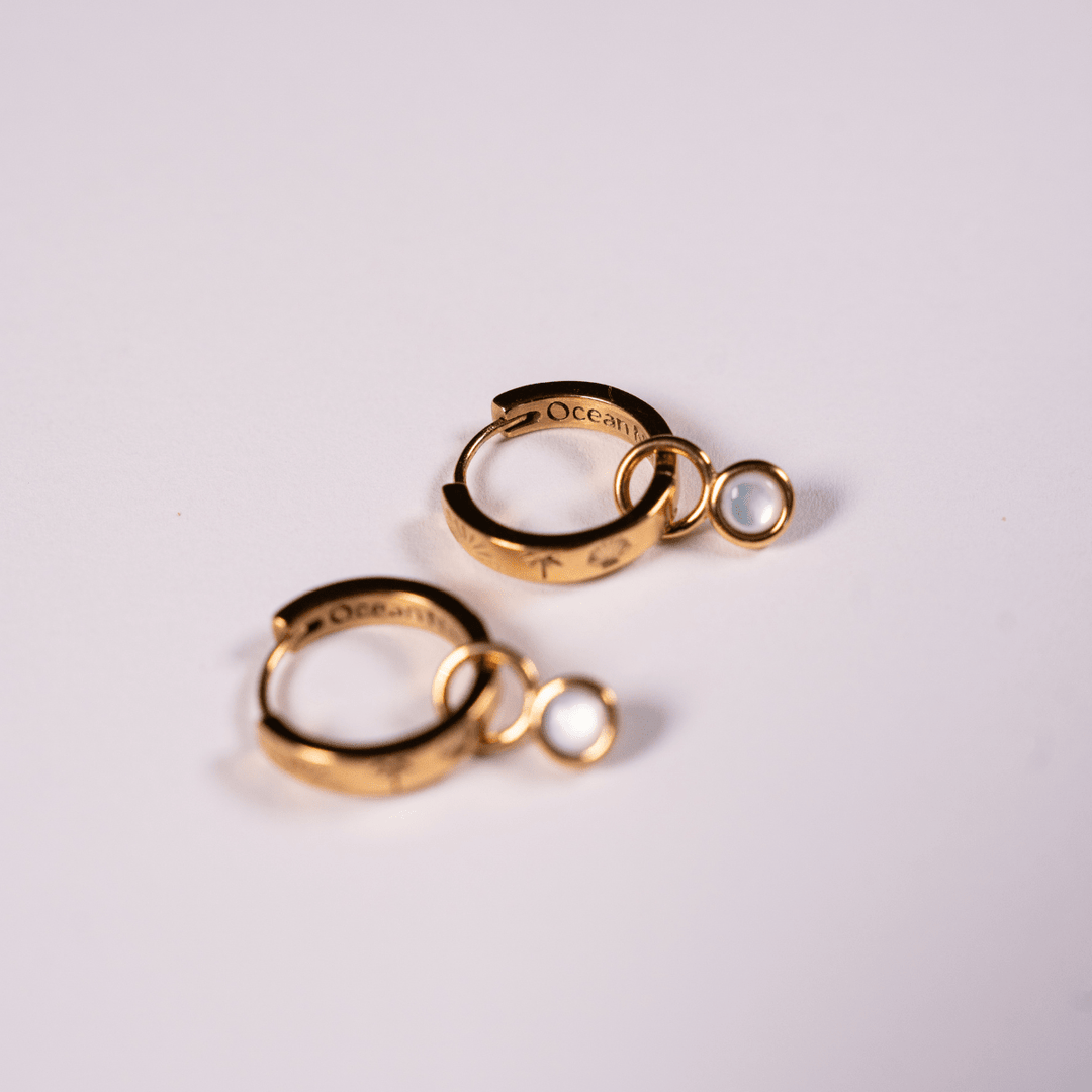 The Ocean Muse Hoop Earrings - Pearl Stone - Gold &amp; Silver - Ocean Native