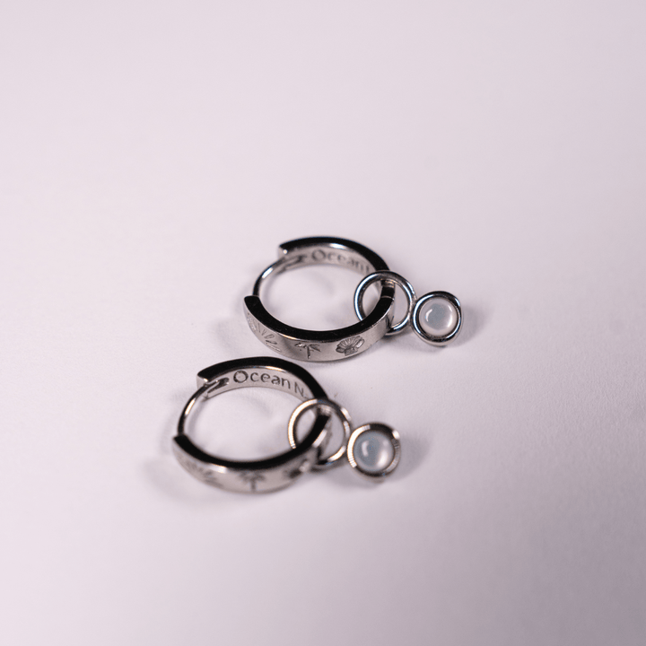 The Ocean Muse Hoop Earrings - Pearl Stone - Gold &amp; Silver - Ocean Native