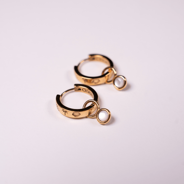 The Ocean Muse Hoop Earrings - Pearl Stone - Gold &amp; Silver - Ocean Native