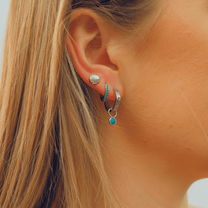 The Ocean Muse Hoop Earrings - Turquoise Stone - Gold &amp; Silver - Ocean Native