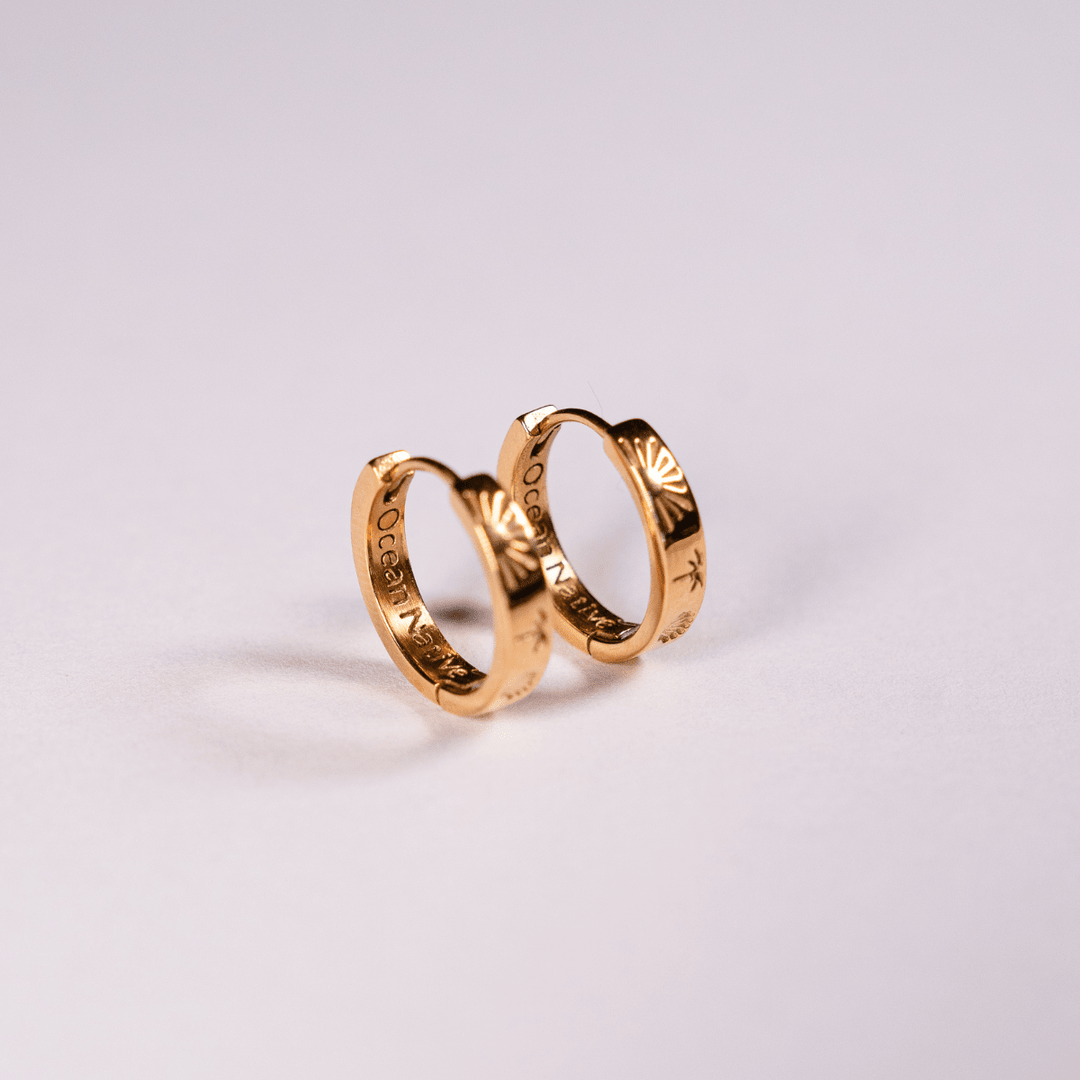 The Ocean Muse Hoop Earrings - Turquoise Stone - Gold &amp; Silver - Ocean Native
