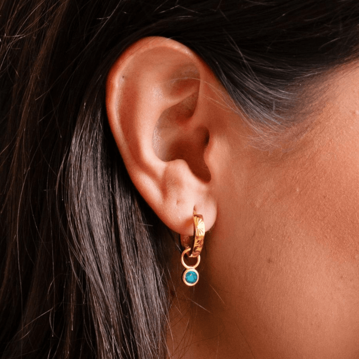 The Ocean Muse Hoop Earrings - Turquoise Stone - Gold &amp; Silver - Ocean Native