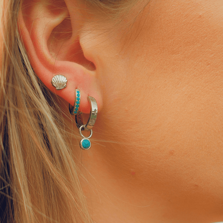 The Ocean Muse Hoop Earrings - Turquoise Stone - Gold &amp; Silver - Ocean Native