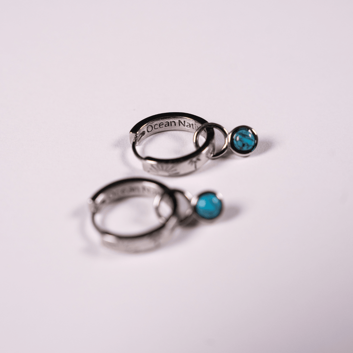 The Ocean Muse Hoop Earrings - Turquoise Stone - Gold &amp; Silver - Ocean Native