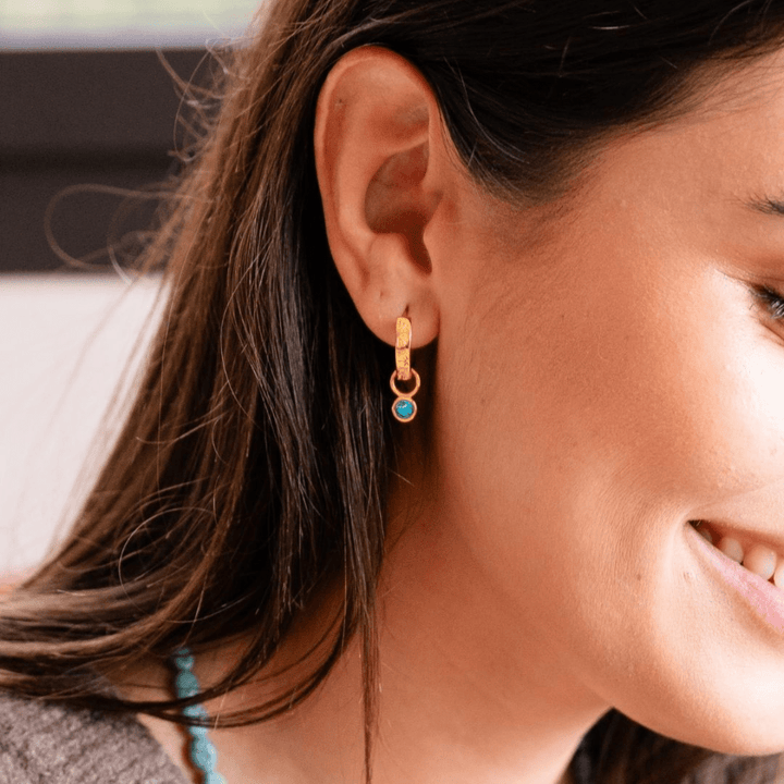 The Ocean Muse Hoop Earrings - Turquoise Stone - Gold &amp; Silver - Ocean Native