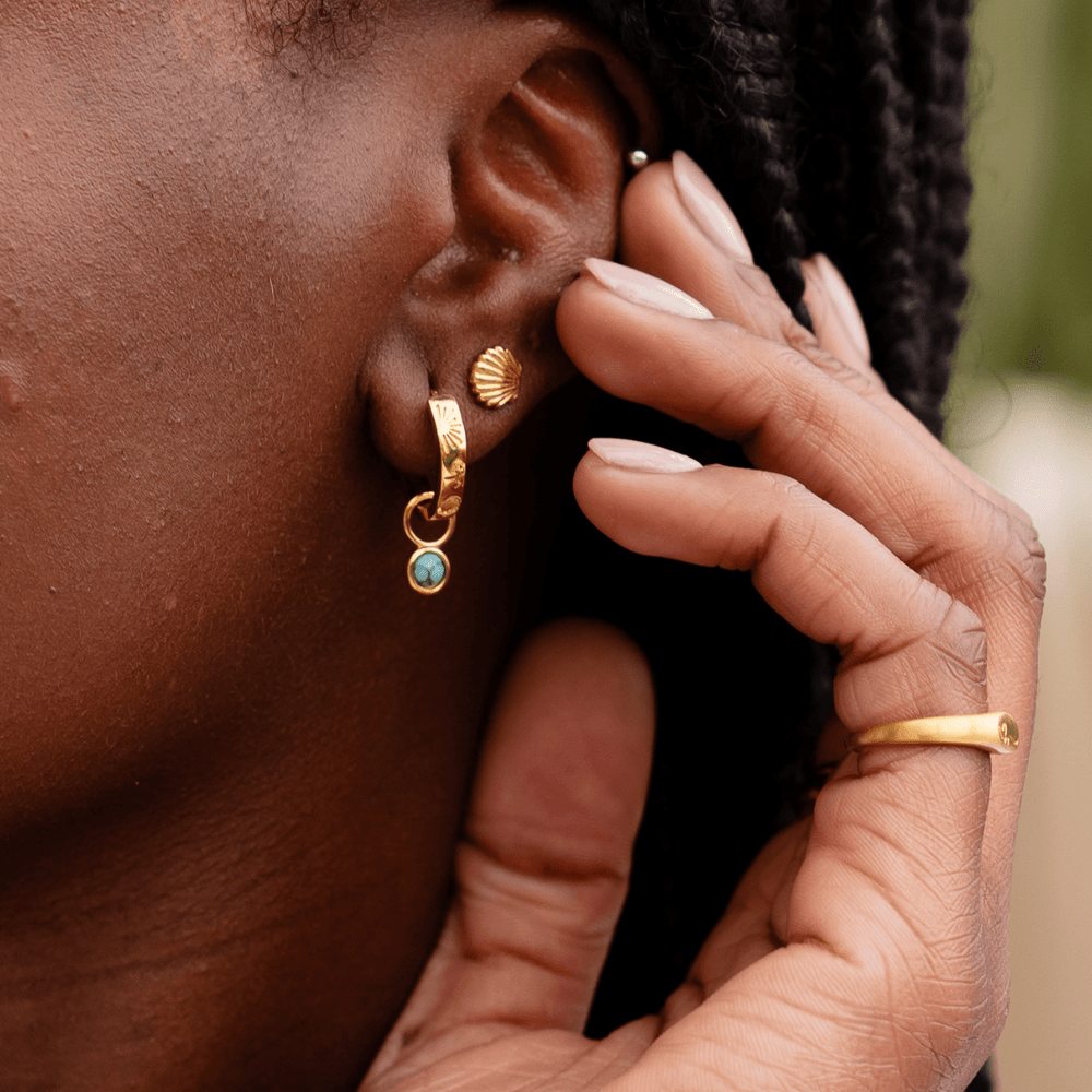 The Ocean Muse Hoop Earrings - Turquoise Stone - Gold & Silver - Ocean Native