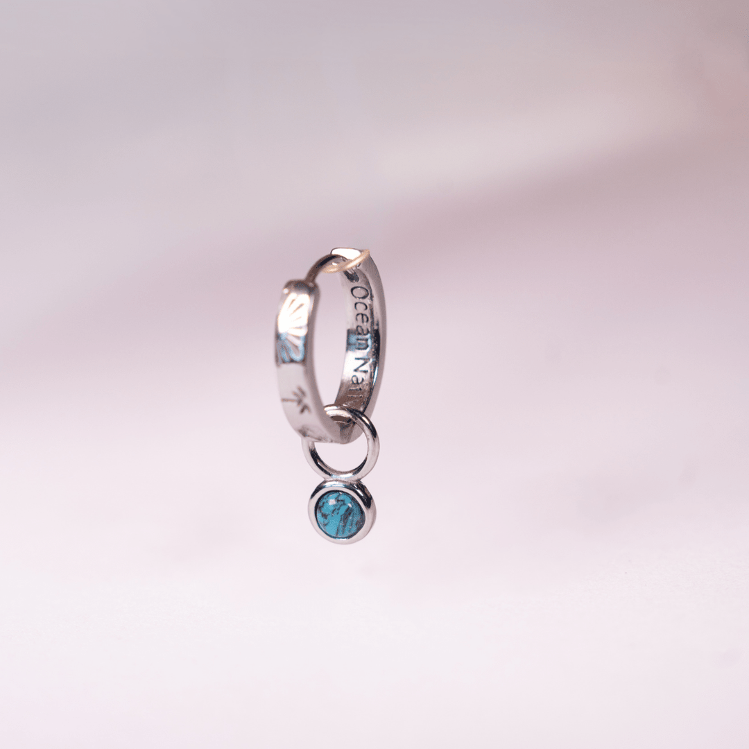 The Ocean Muse Hoop Earrings - Turquoise Stone - Gold &amp; Silver - Ocean Native