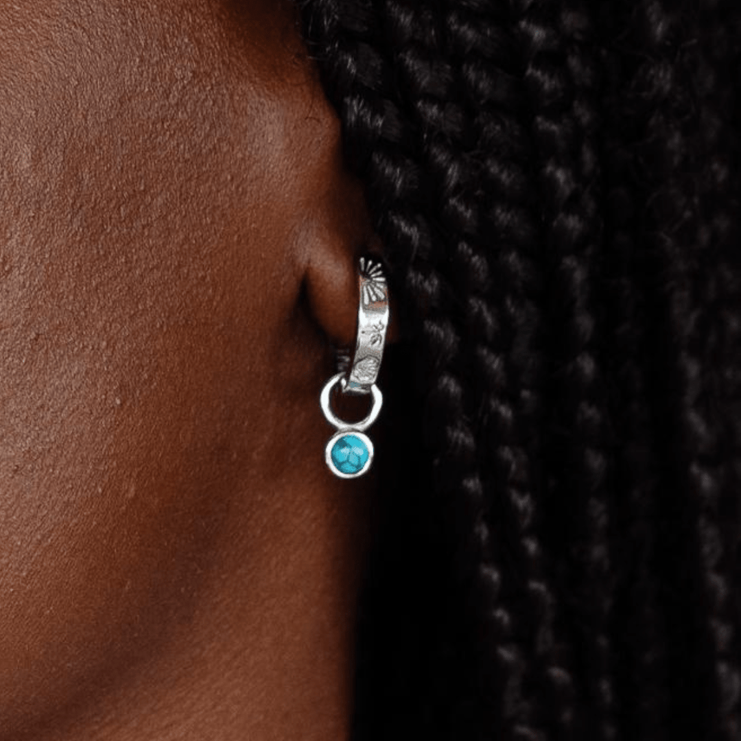 The Ocean Muse Hoop Earrings - Turquoise Stone - Gold &amp; Silver - Ocean Native