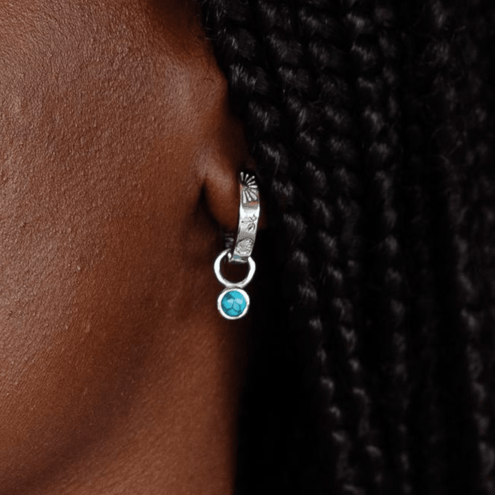 The Ocean Muse Hoop Earrings - Turquoise Stone - Gold &amp; Silver - Ocean Native