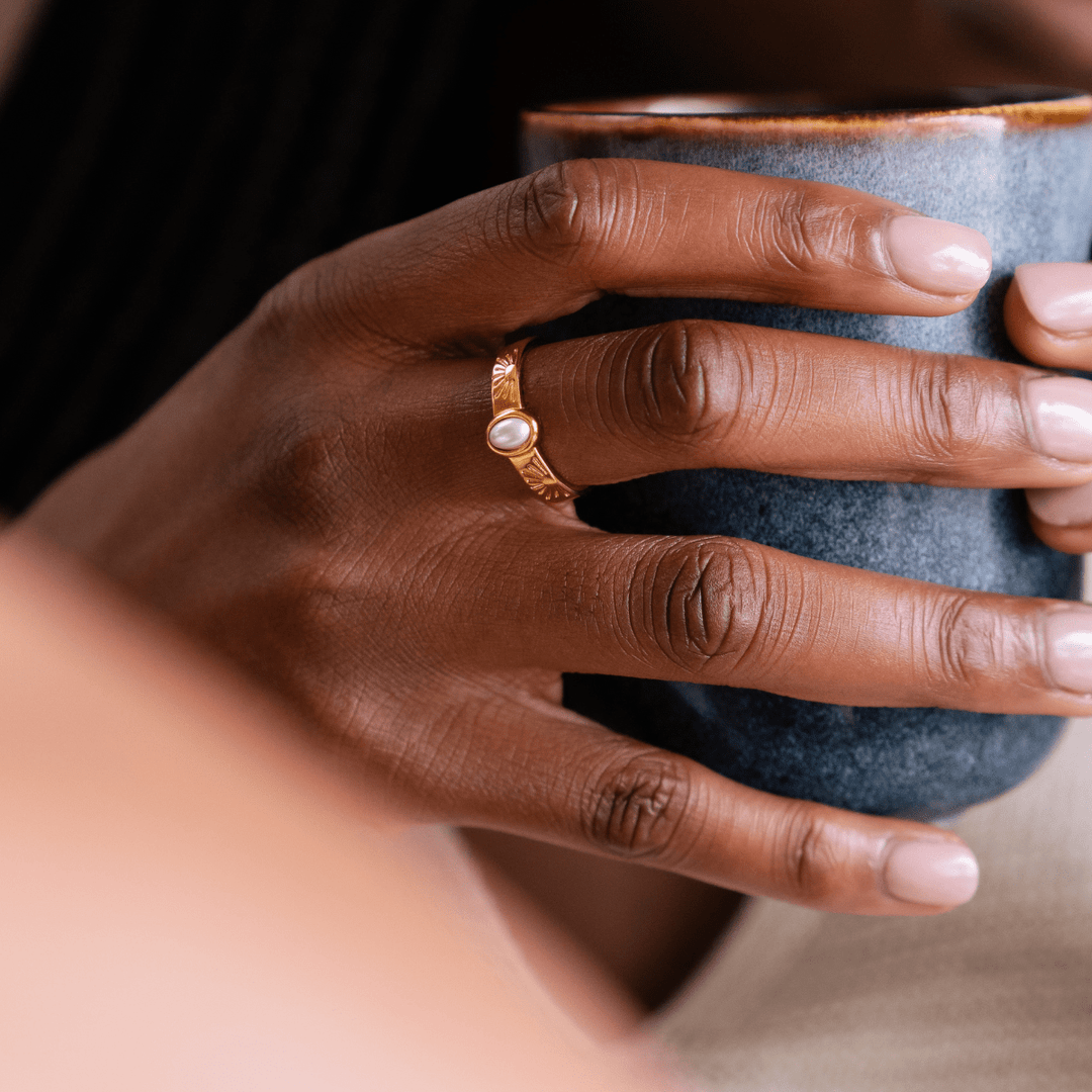 The Ocean Muse Ring - Pearl Stone - Gold &amp; Silver - Ocean Native