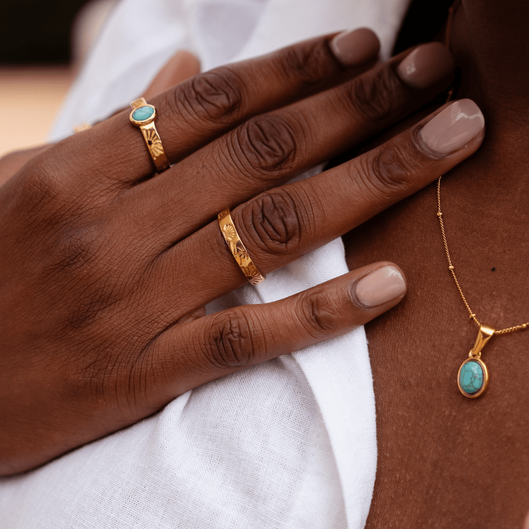 The Ocean Muse Ring - Turquoise Stone - Gold &amp; Silver - Ocean Native